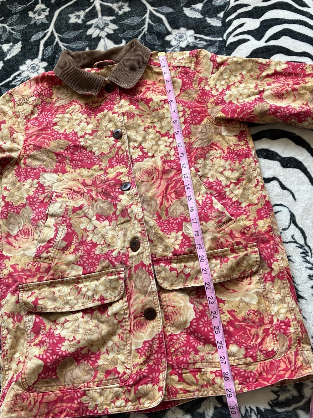 009 - VINTAGE 90s WOMENS LL BEAN FLORAL BARN CHORE JACKET - Picture 4 of 6
